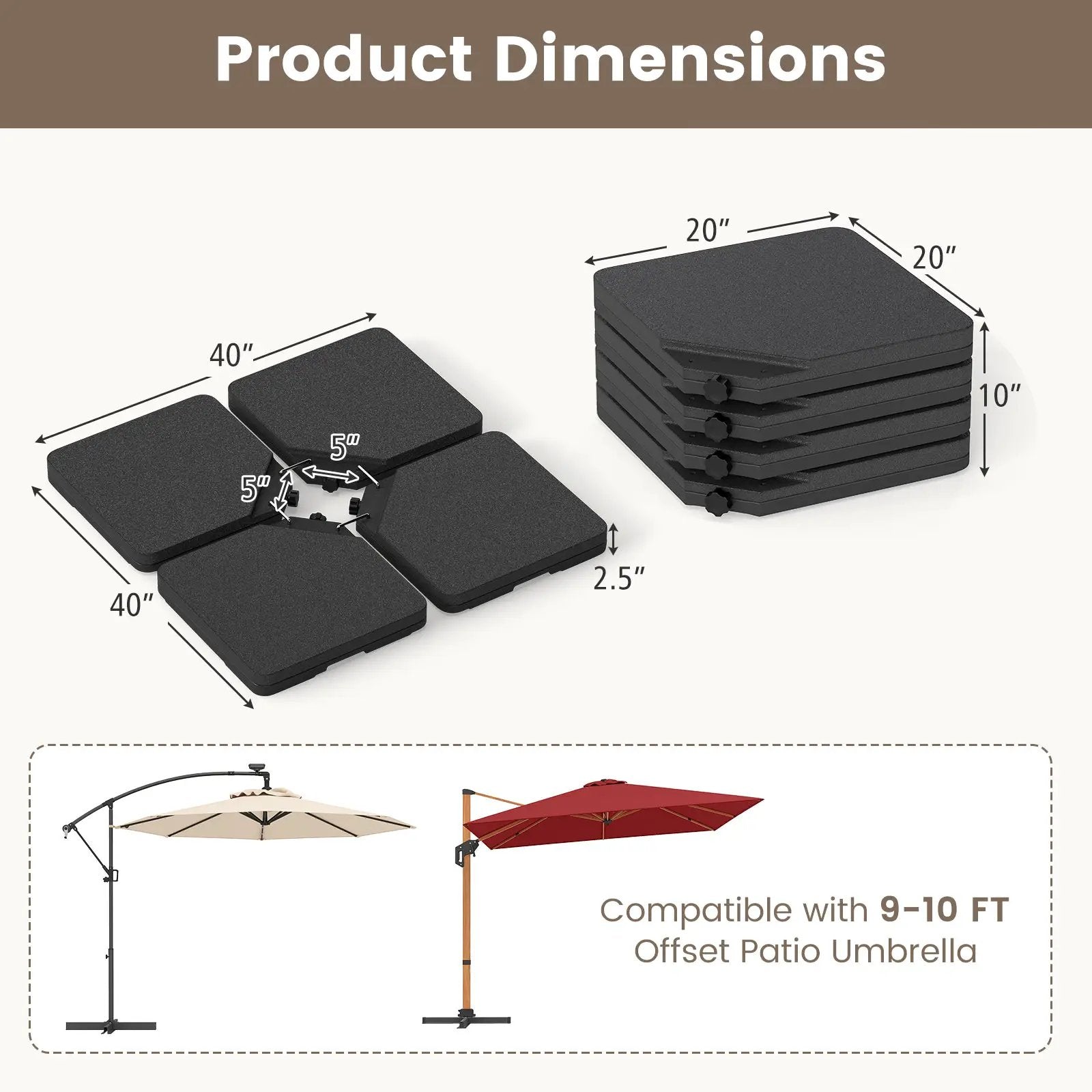 Patio Offset Umbrella Base with Easy-Fill Spouts by DirectDeals