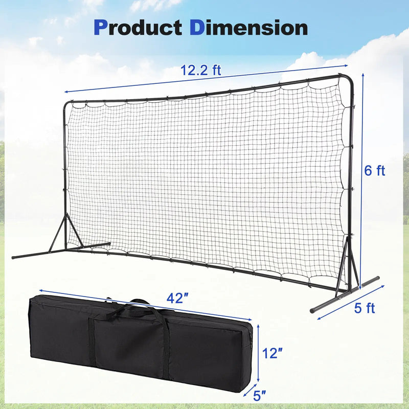 12 x 6 Feet Soccer Rebounder Net with All Weather Net-Black by DirectDeals