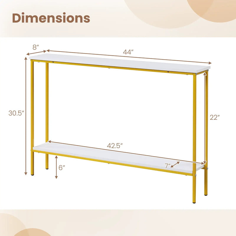 44 Inch Console Table with Shelf with Dual Anti-Tipping Kits by DirectDeals