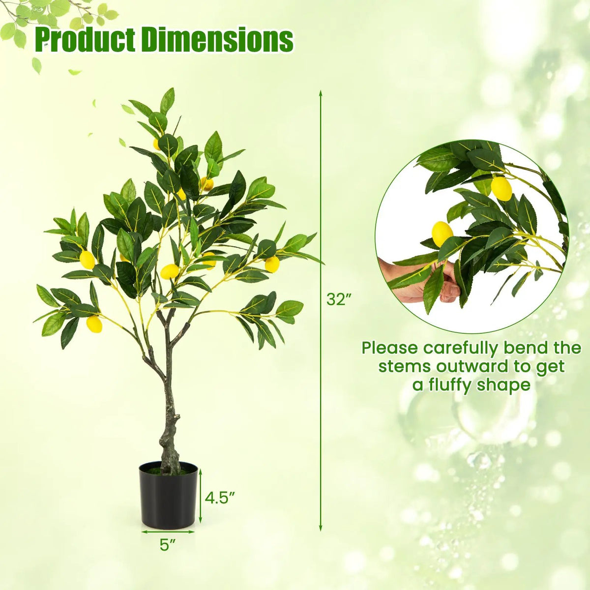 Artificial Lemon Tree 2.6/4/5.2 Feet Tall Fake Lemon Plant wuth Lemon Fruits by DirectDeals