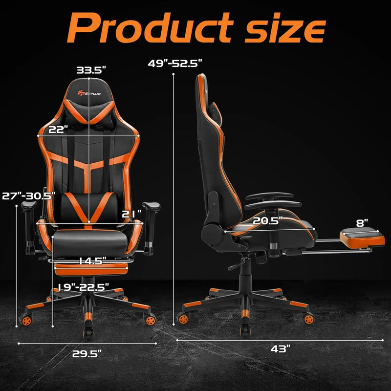 Reclining Racing Chair with Lumbar Support Footrest by DirectDeals