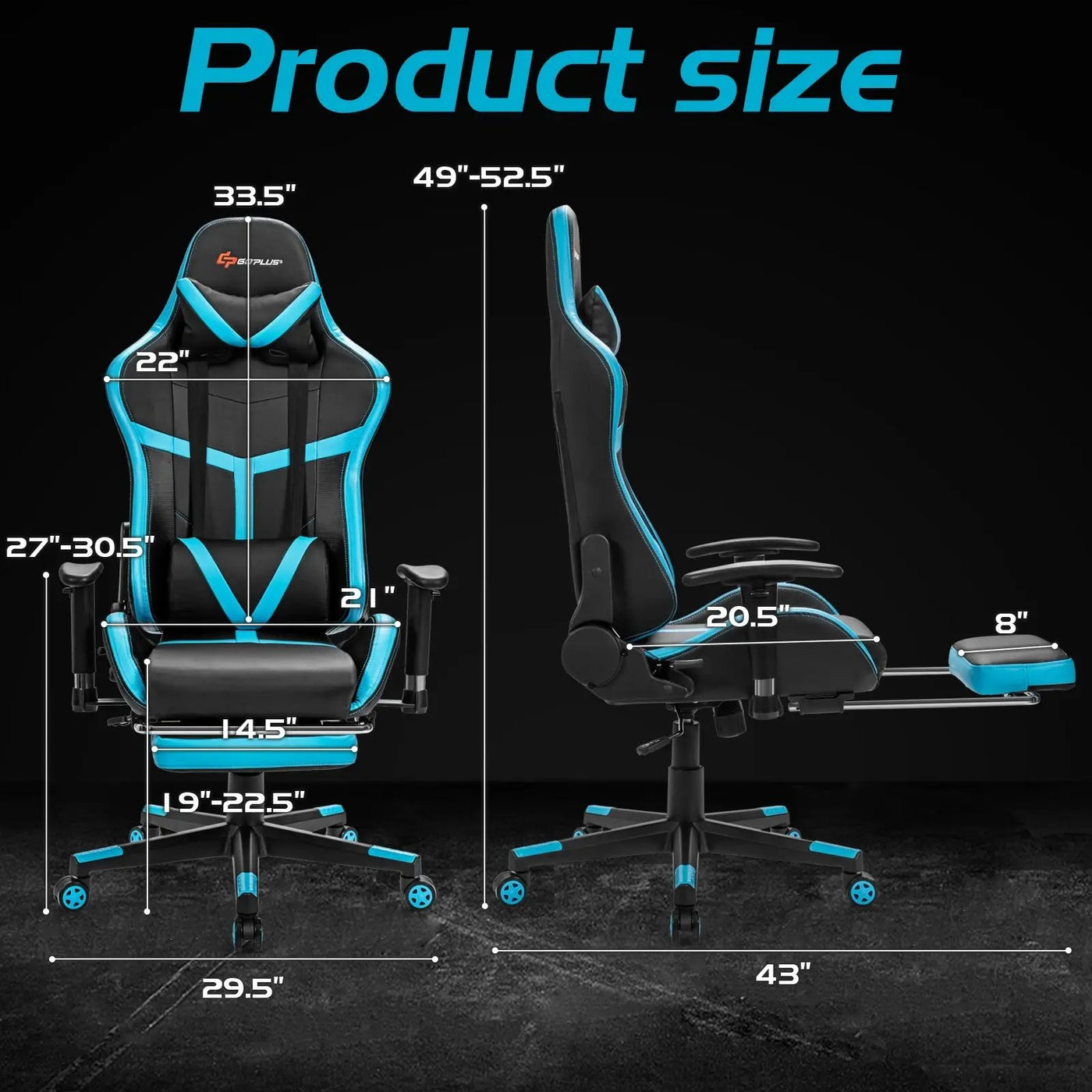 Reclining Racing Chair with Lumbar Support Footrest by DirectDeals