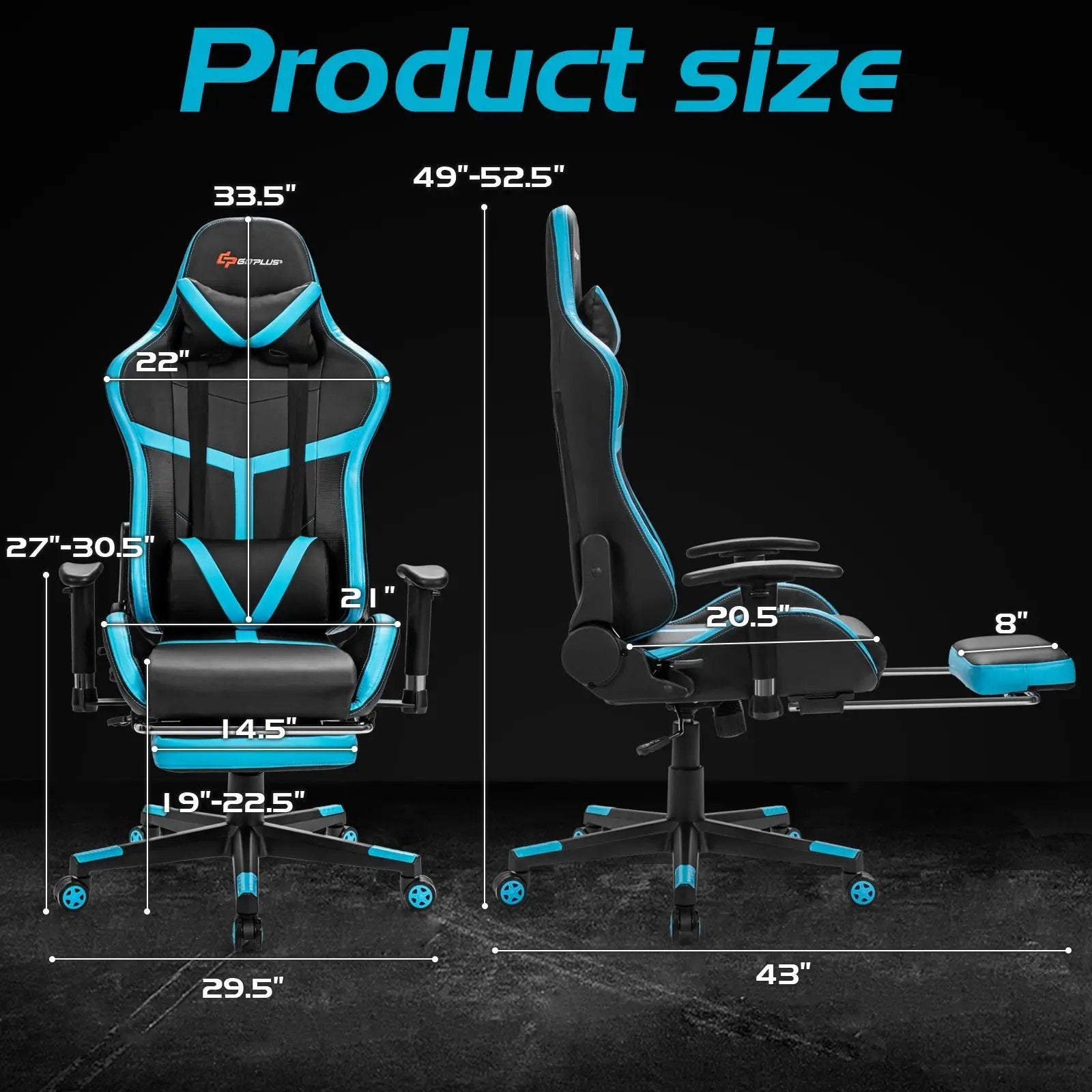 Reclining Racing Chair with Lumbar Support Footrest by DirectDeals