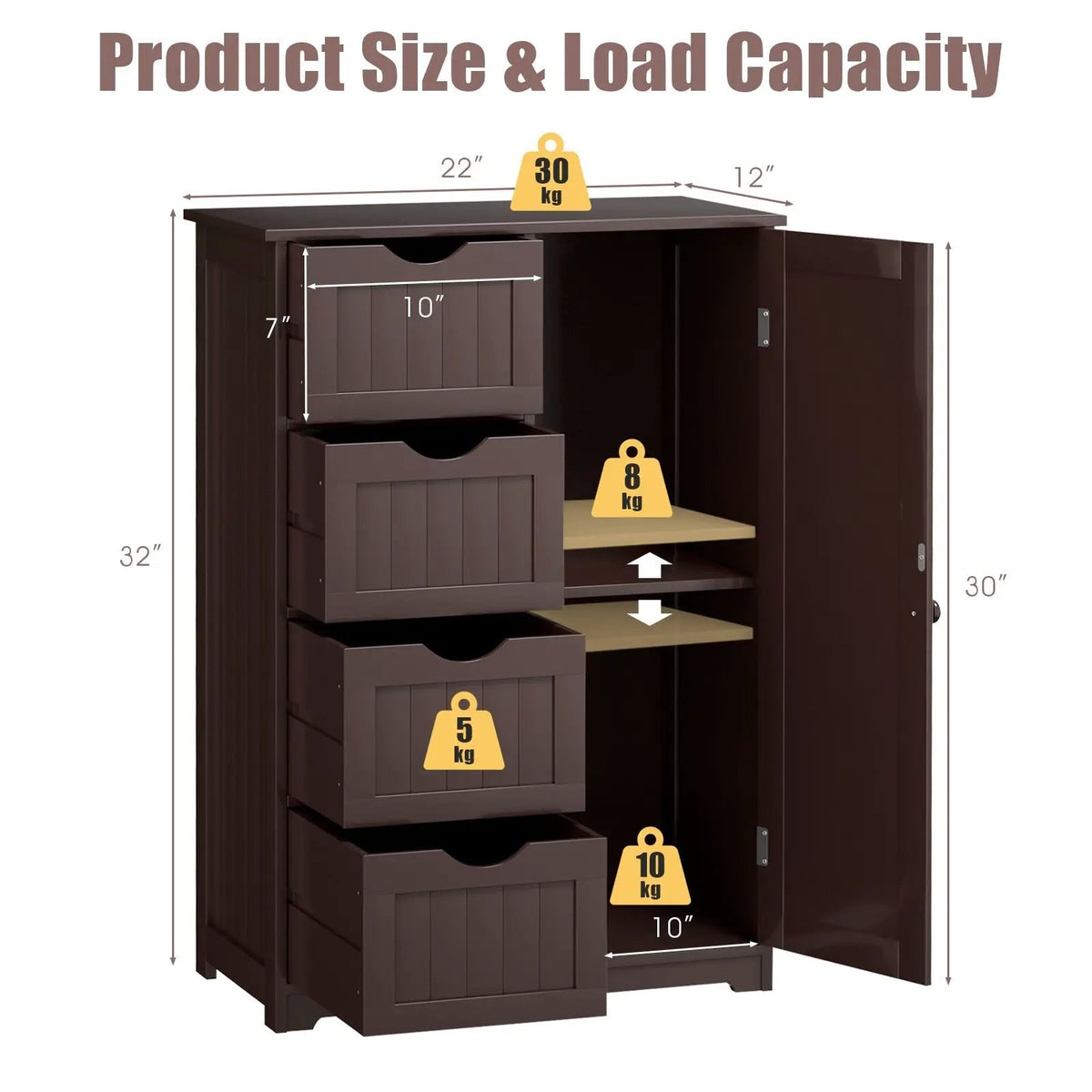 Standing Indoor Wooden Cabinet with 4 Drawers by DirectDeals