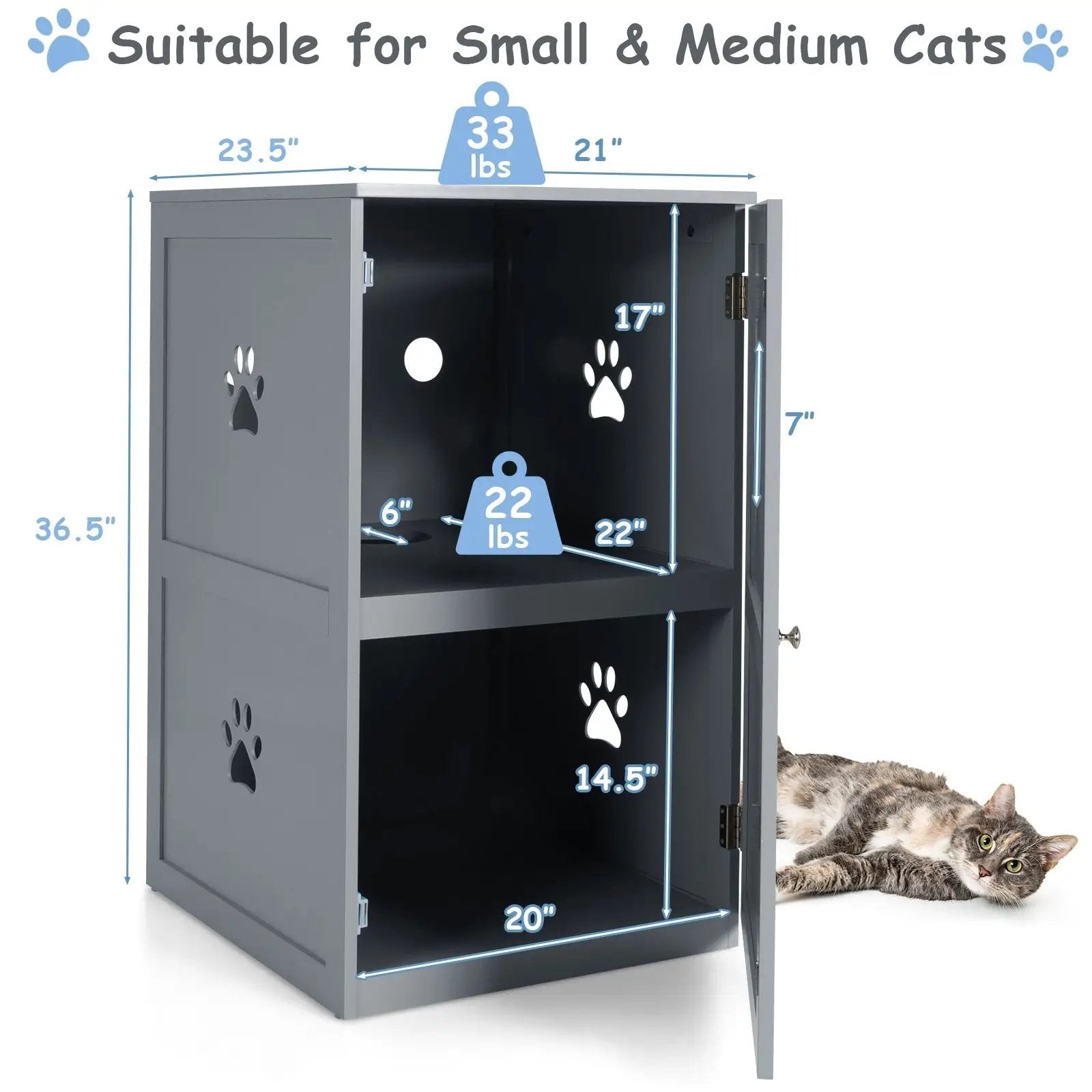 2-tier Litter Hidden Cat House With Anti-toppling Device by DirectDeals
