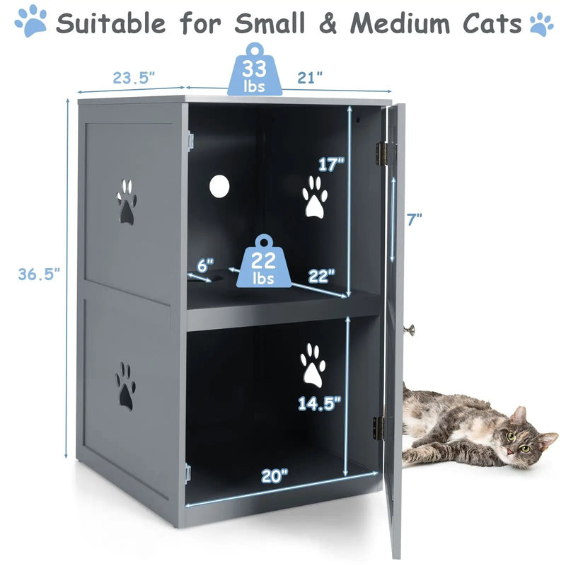 2-tier Litter Hidden Cat House With Anti-toppling Device by DirectDeals