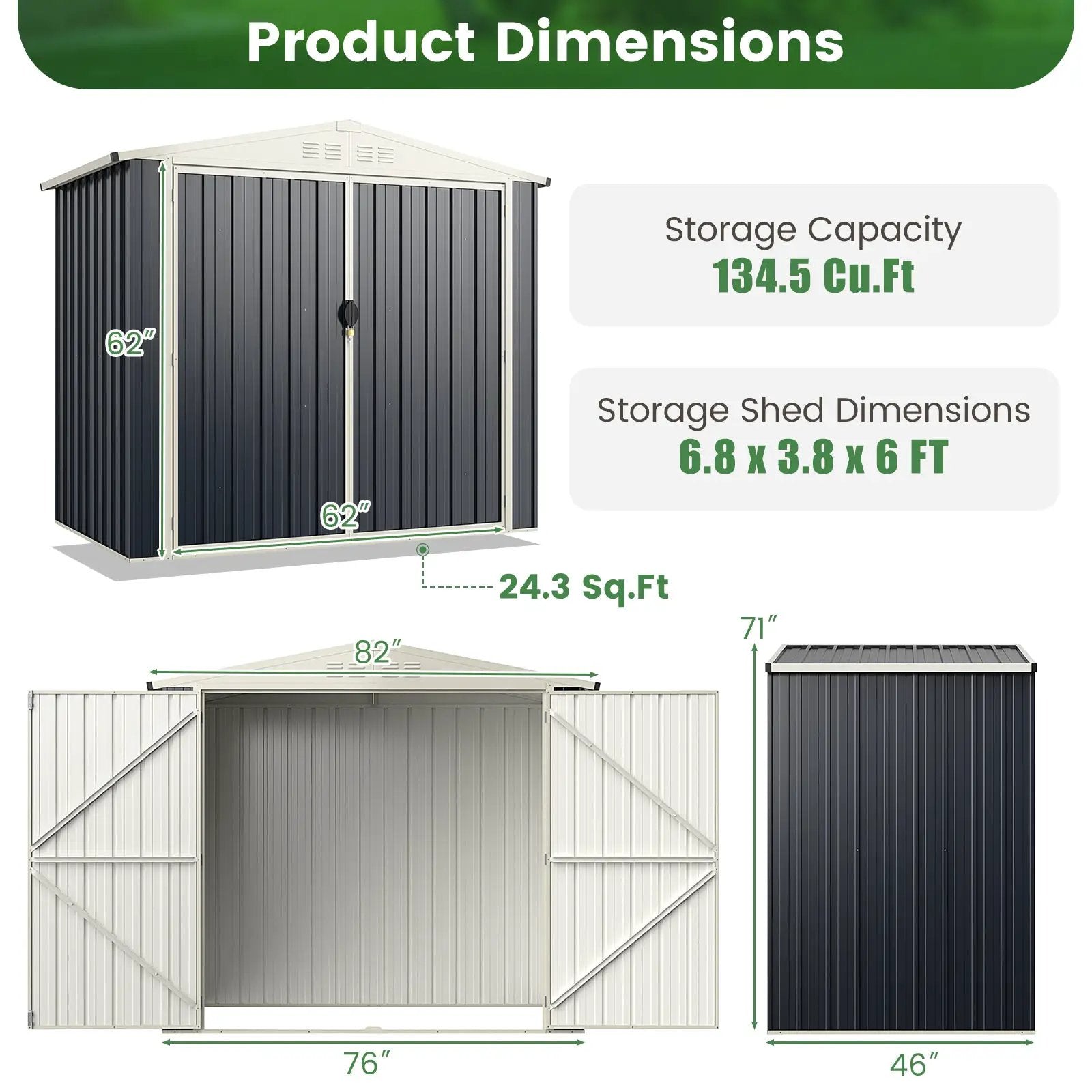 7 x 4 Feet Metal Outdoor Storage Shed with Lockable Door-Gray by DirectDeals
