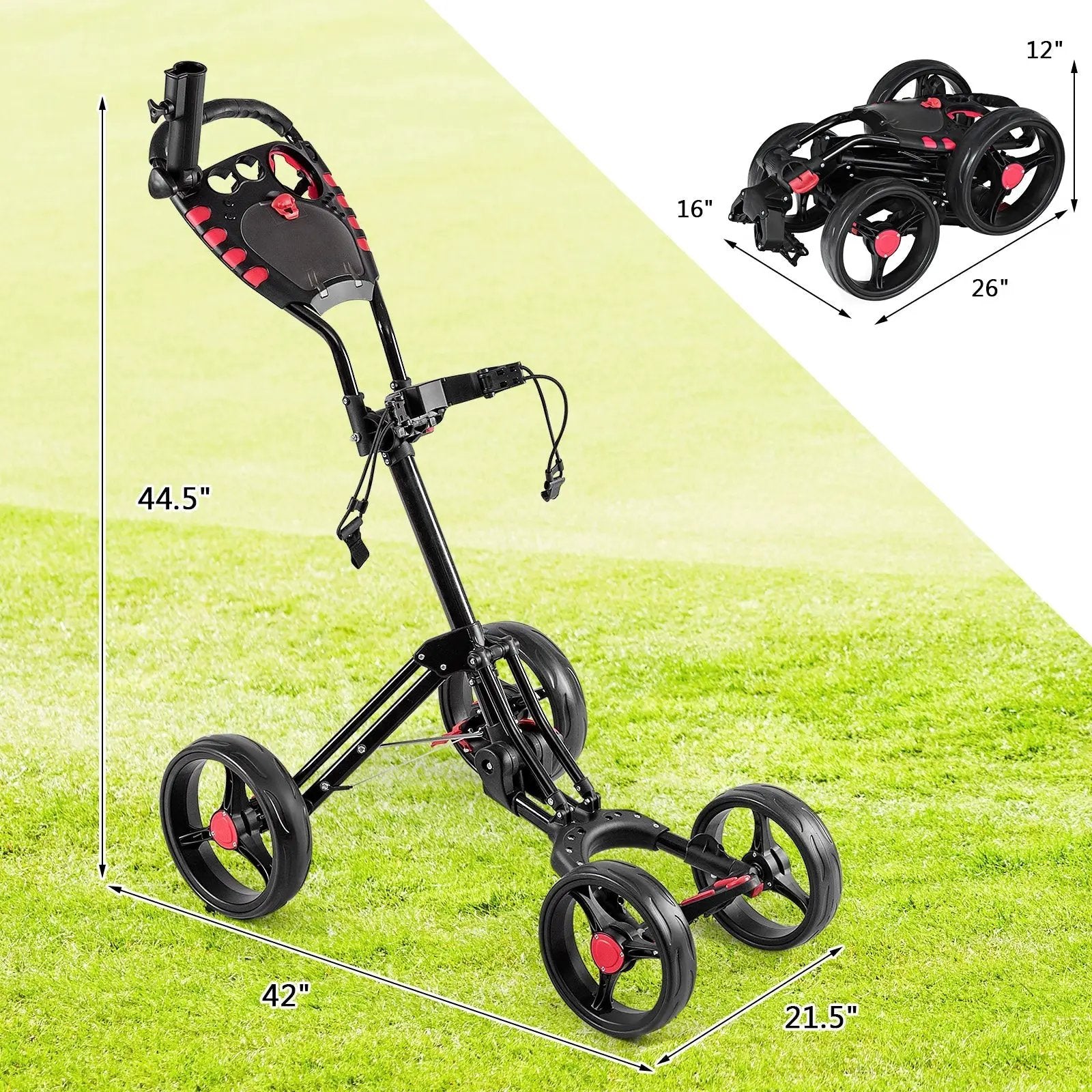 4 Wheel Folding Golf Pull Push Cart Trolley by DirectDeals