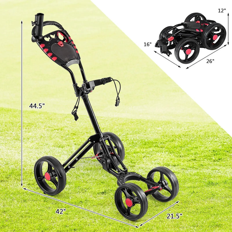4 Wheel Folding Golf Pull Push Cart Trolley by DirectDeals