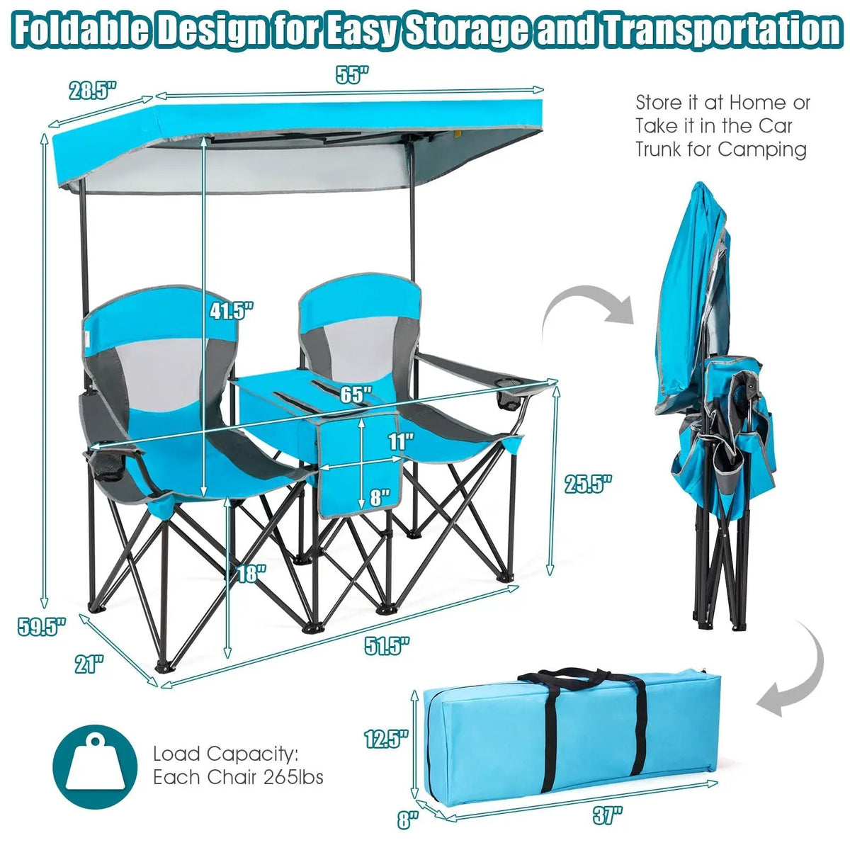 Portable Folding Camping Canopy Chairs with Cup Holder by DirectDeals