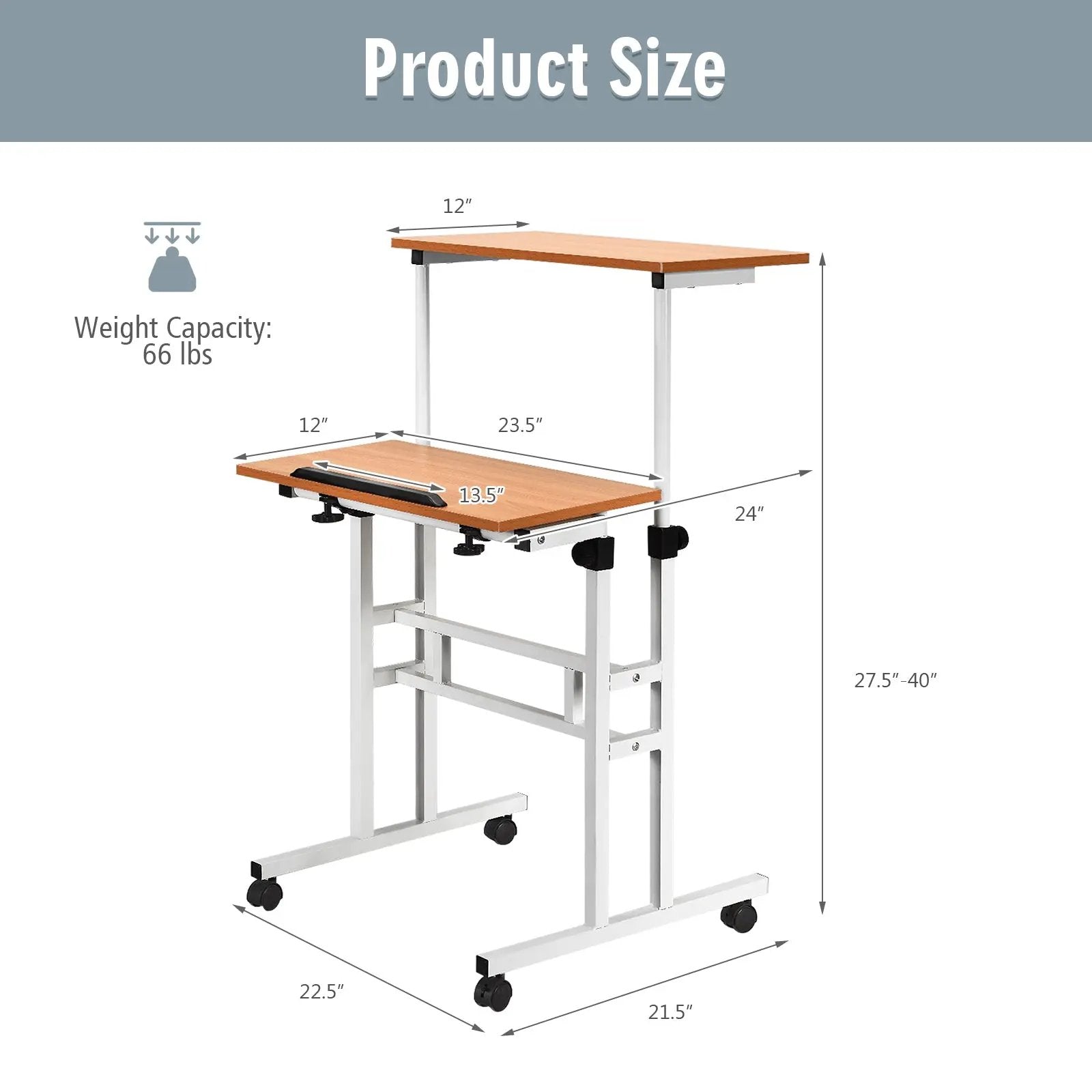2 in 1 Height Adjustable Sit Standing Computer Desk by DirectDeals