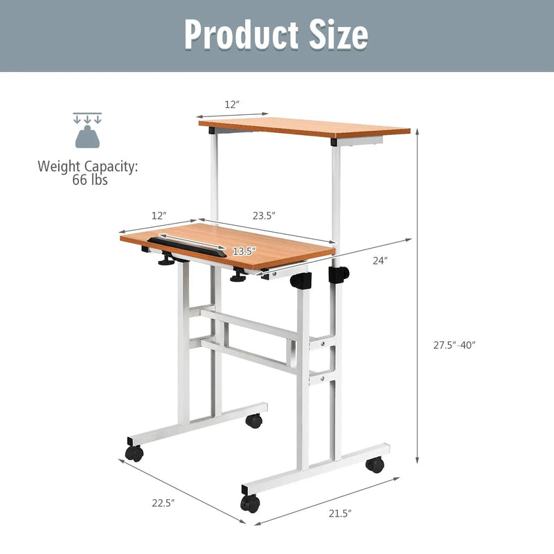 2 in 1 Height Adjustable Sit Standing Computer Desk by DirectDeals