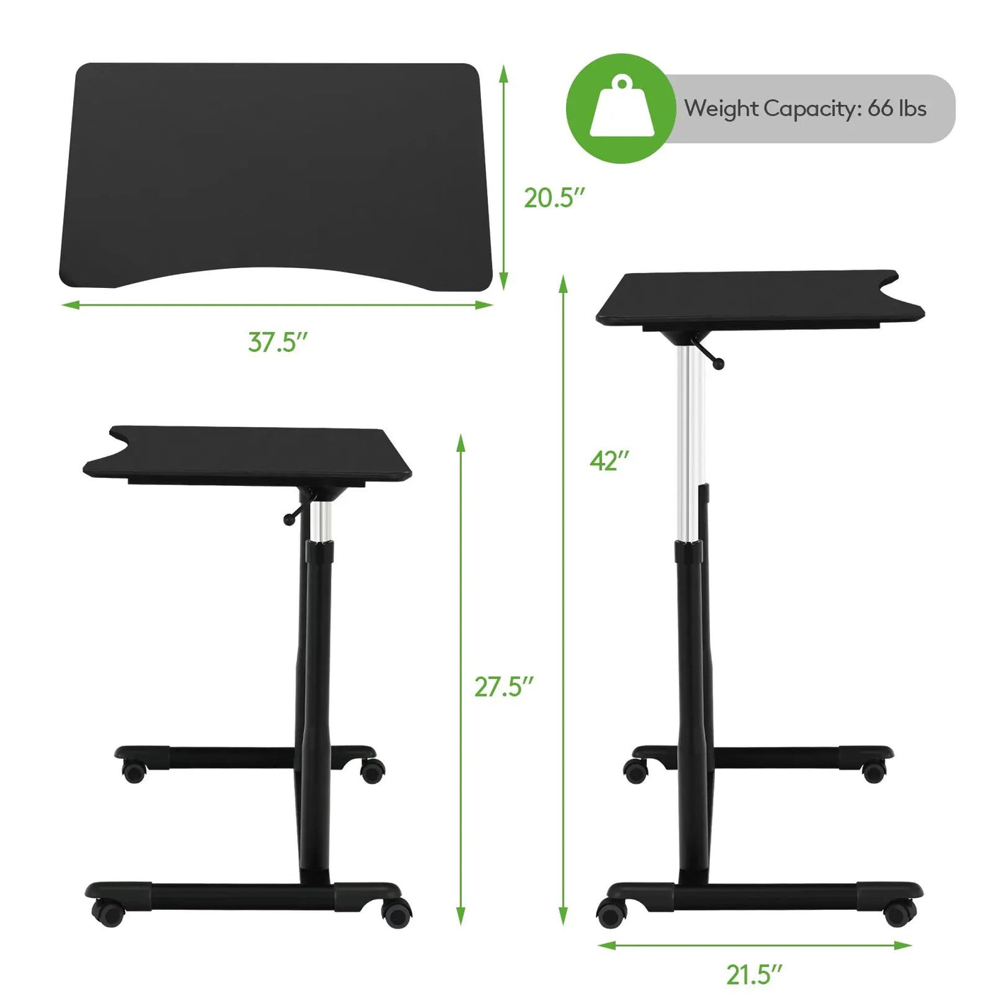 Height Adjustable Computer Desk Sit to Stand Rolling by DirectDeals