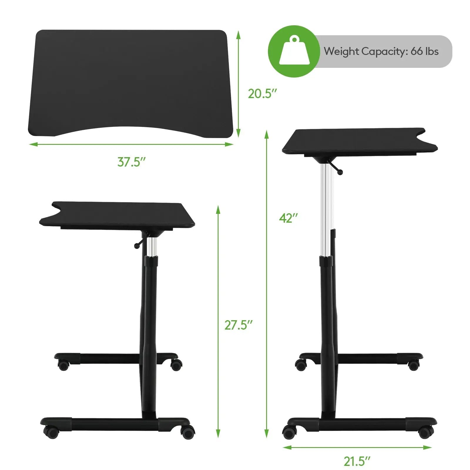 Height Adjustable Computer Desk Sit to Stand Rolling by DirectDeals