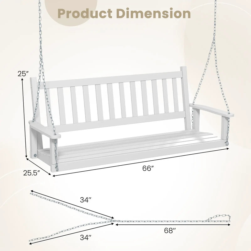 3-Person Wooden Outdoor Porch Swing with 800 lbs Weight Capacity by DirectDeals