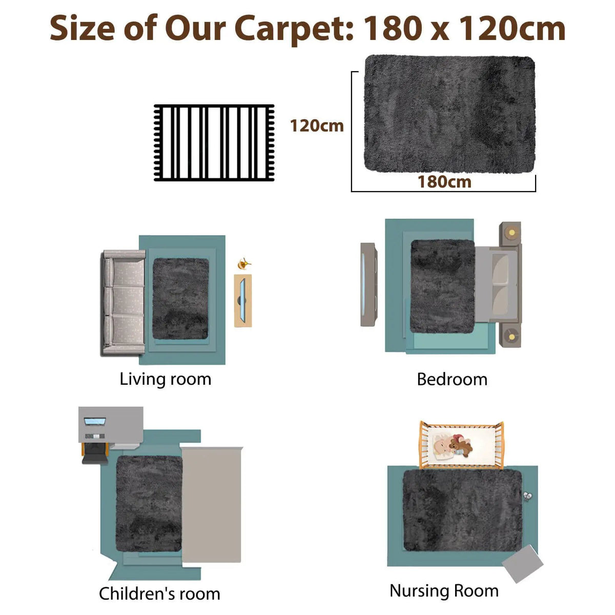 4x6 Feet Modern Soft Shag Rug with Non by DirectDeals