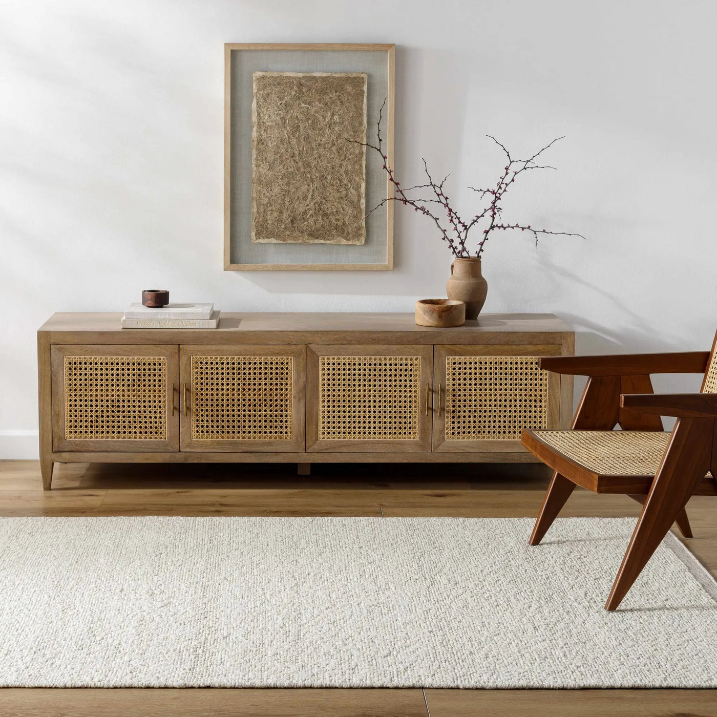 Nenet Cream Hand Woven Area Rug - Clearance by Boutique Rugs