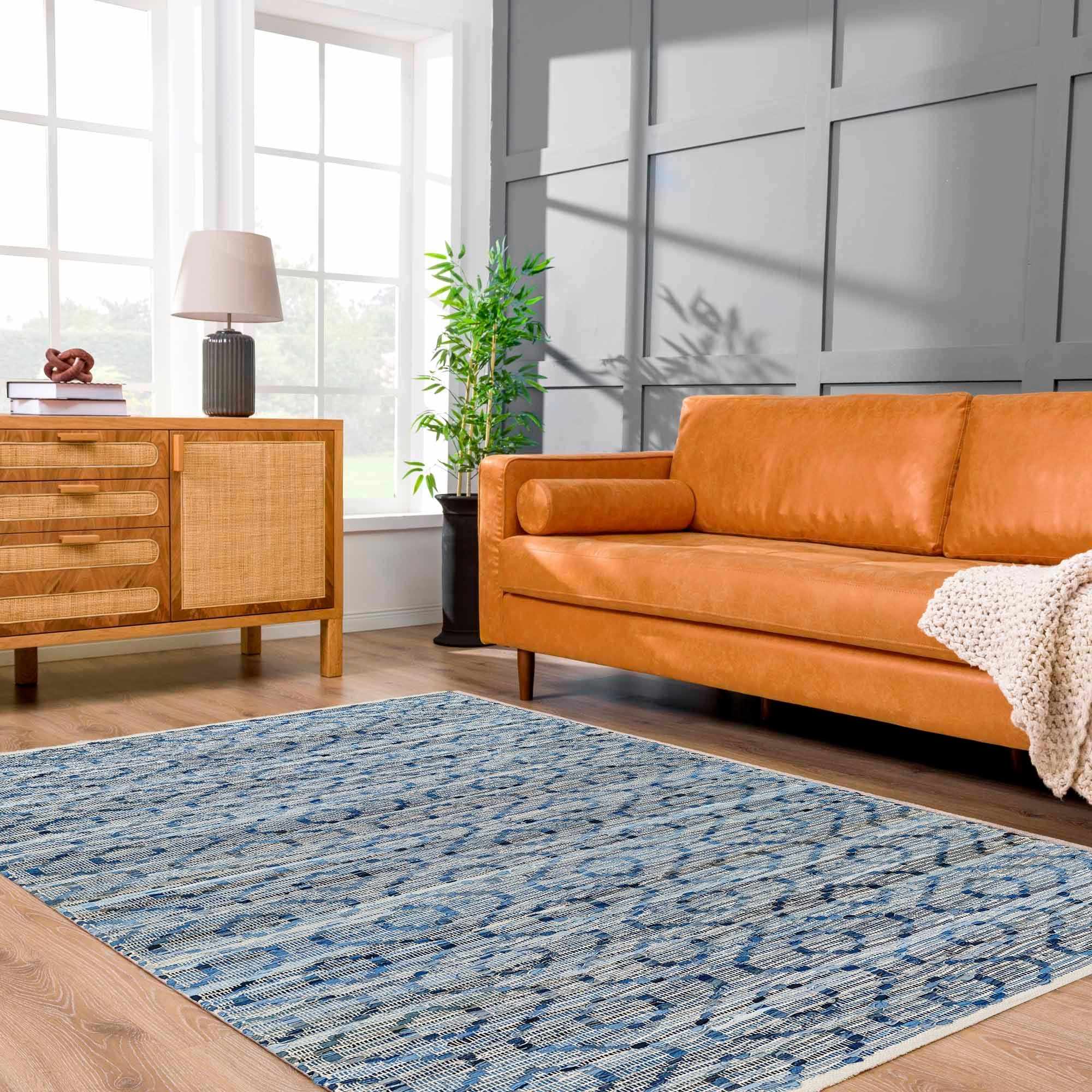 Gurit Blue & Brown Area Rug - Clearance by Boutique Rugs