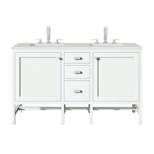 James Martin Addison 60" Double Bathroom Vanity, Glossy White