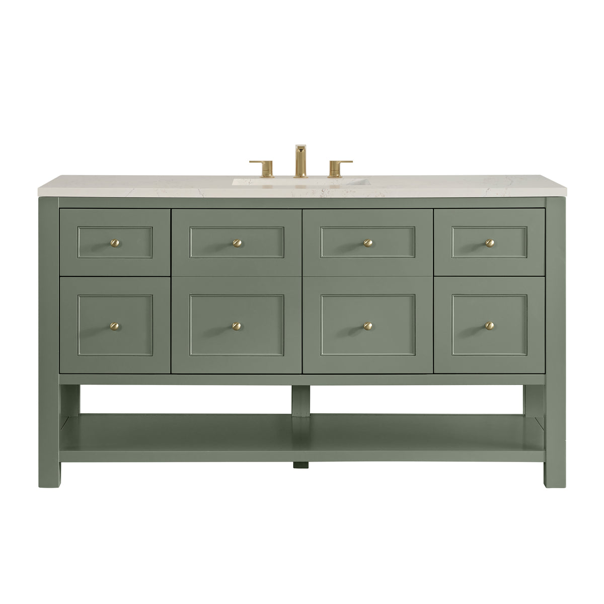 James Martin Breckenridge 60" Single Bathroom Vanity, Smokey Celadon with Siberian countertop