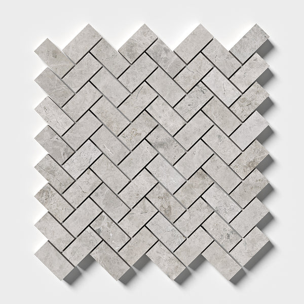 Sky Blue Honed Herringbone 1x2 Marble Mosaics 11x11