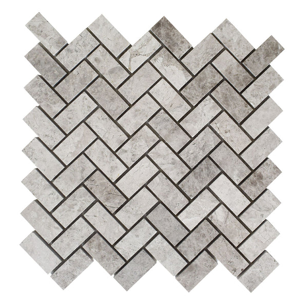Sky Blue Honed Herringbone 1x2 Marble Mosaics 11x11