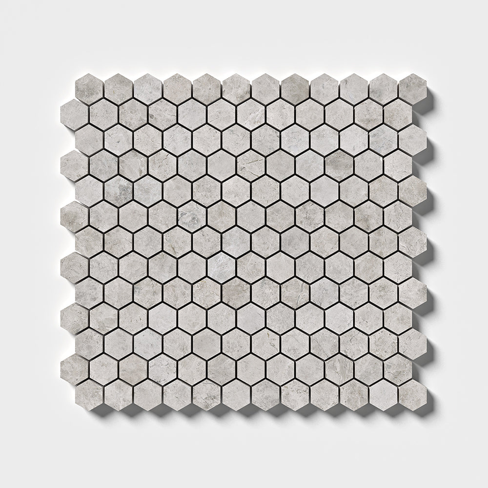 Sky Blue Honed Hexagon 1x1 Marble Mosaics 11 1/2x12 1/4 Marble Honed 12x12 Mosaics