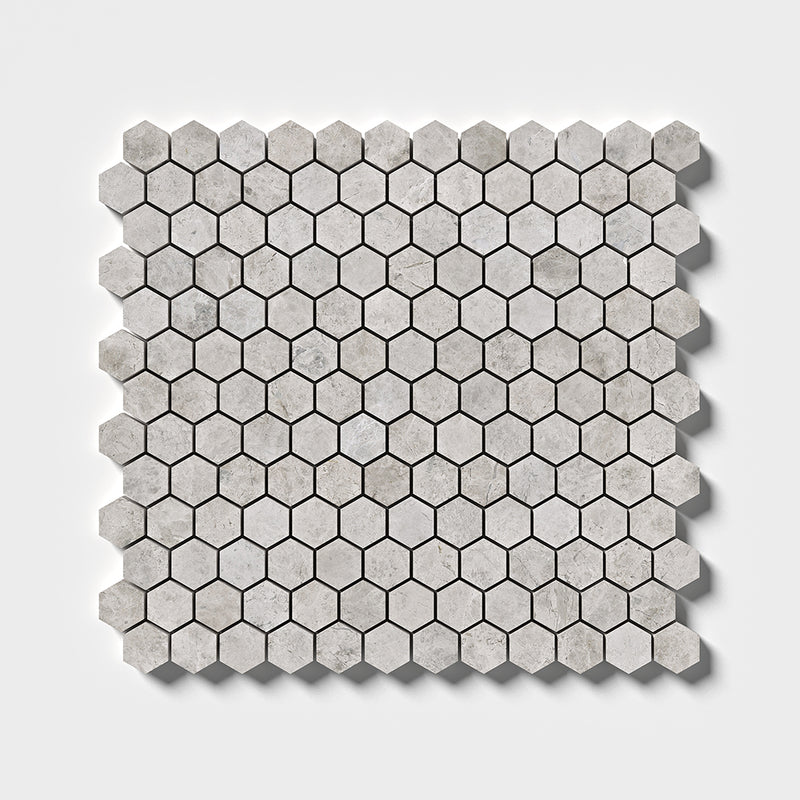 Sky Blue Honed Hexagon 1x1 Marble Mosaics 11 1/2x12 1/4 Marble Honed 12x12 Mosaics