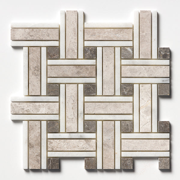 Sky Blue Honed Thin Basket Marble Mosaics 12x12