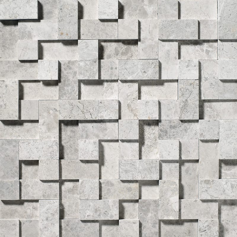 Sky Blue Honed Random Cubes Marble Mosaics 12x12 Marble Honed 12x12 Mosaics