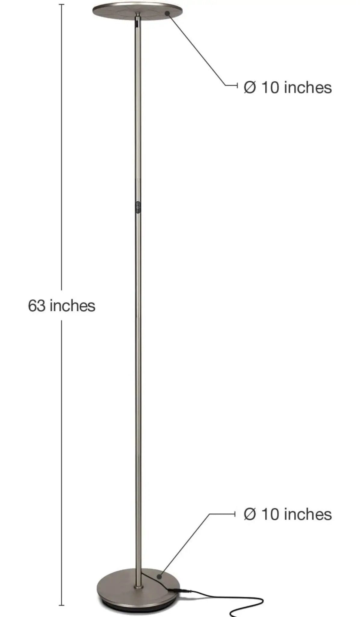 Sky Moon LED Torchiere Super Bright Floor Lamp - High Lumen Light for Living Rooms & Offices - Dimmable by Outdoor Solar Outlet
