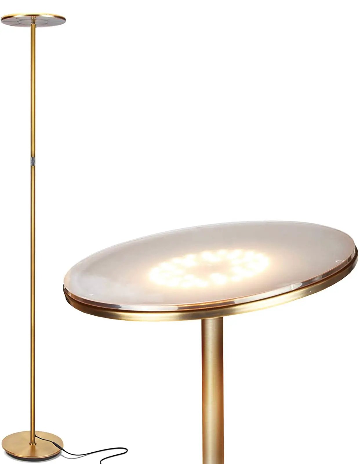 Sky Moon LED Torchiere Super Bright Floor Lamp - High Lumen Light for Living Rooms & Offices - Dimmable by Outdoor Solar Outlet