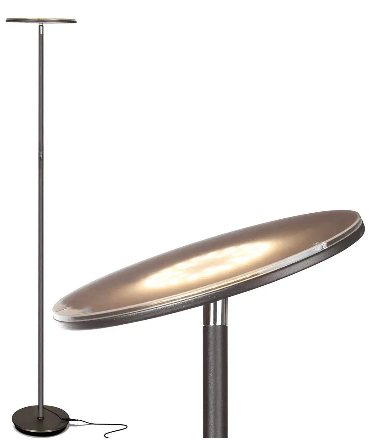 Sky Moon LED Torchiere Super Bright Floor Lamp - High Lumen Light for Living Rooms & Offices - Dimmable by Outdoor Solar Outlet