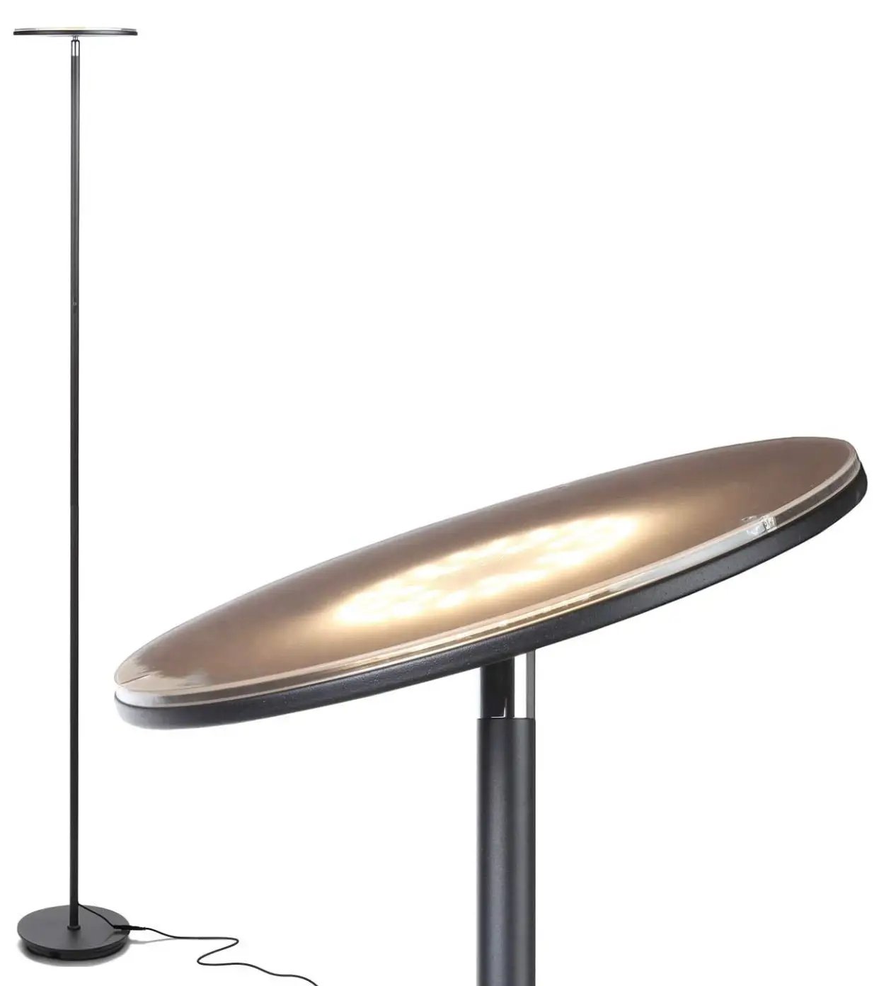 Sky Moon LED Torchiere Super Bright Floor Lamp - High Lumen Light for Living Rooms & Offices - Dimmable by Outdoor Solar Outlet