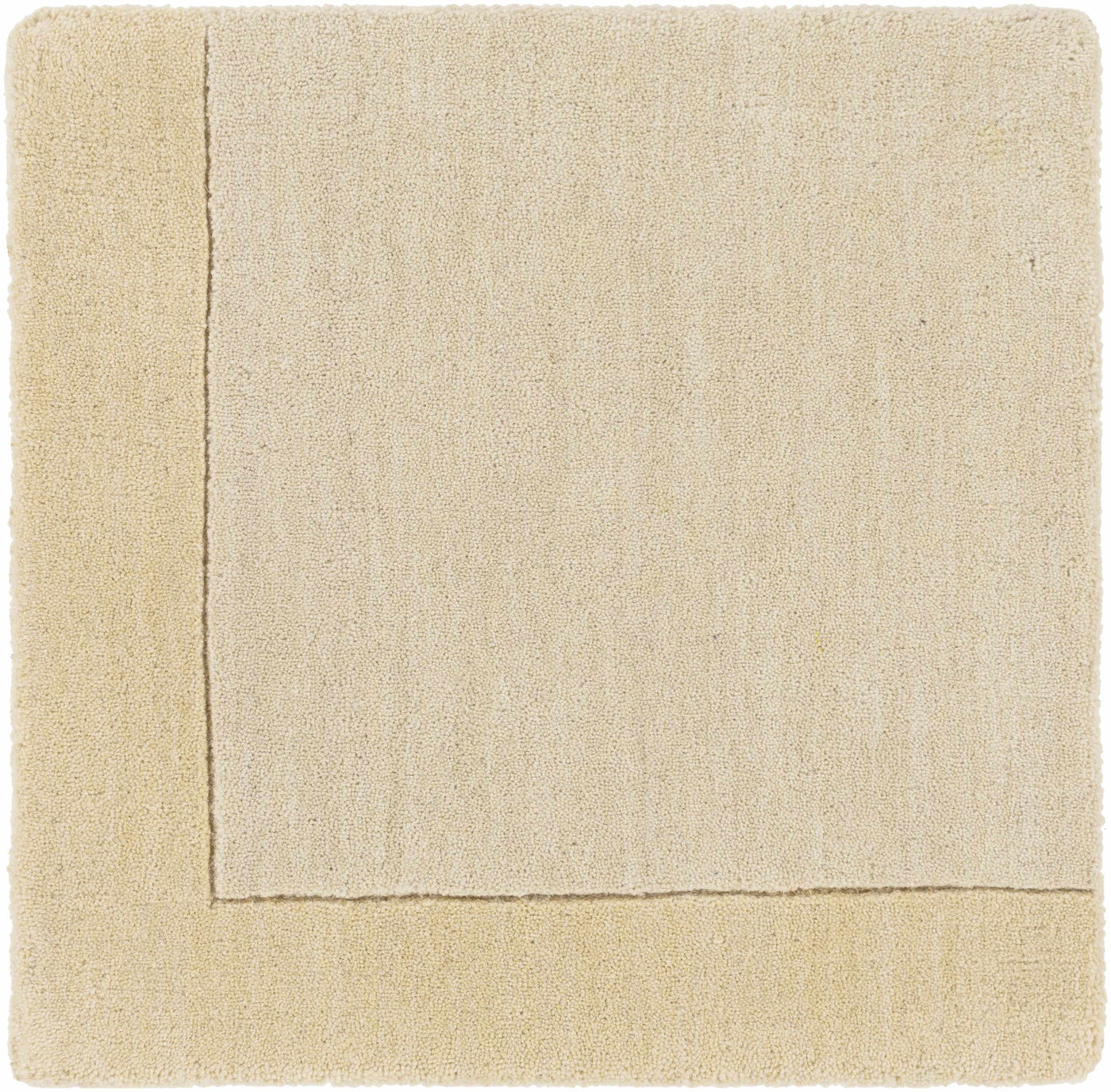 Bordered Solid Beige Wool Rug by Boutique Rugs