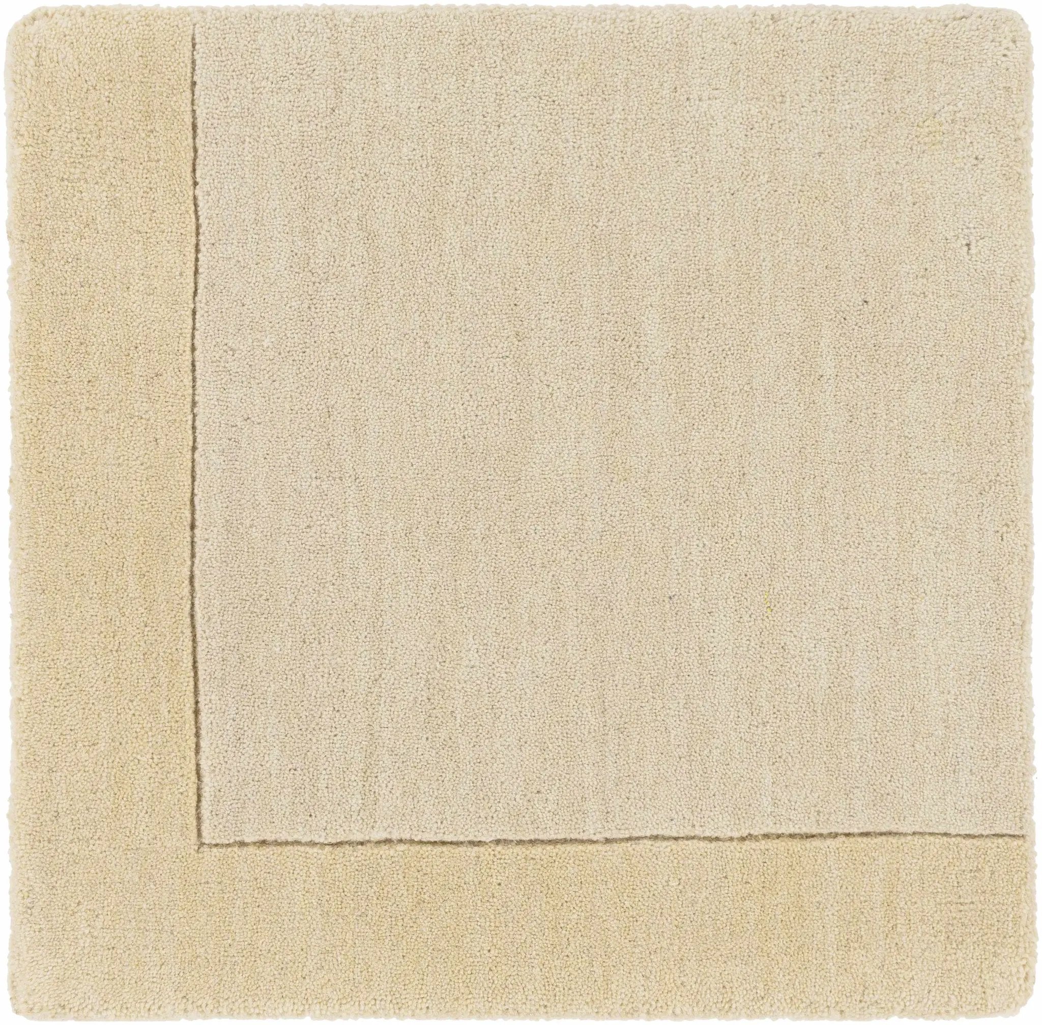 Bordered Solid Beige Wool Rug by Boutique Rugs