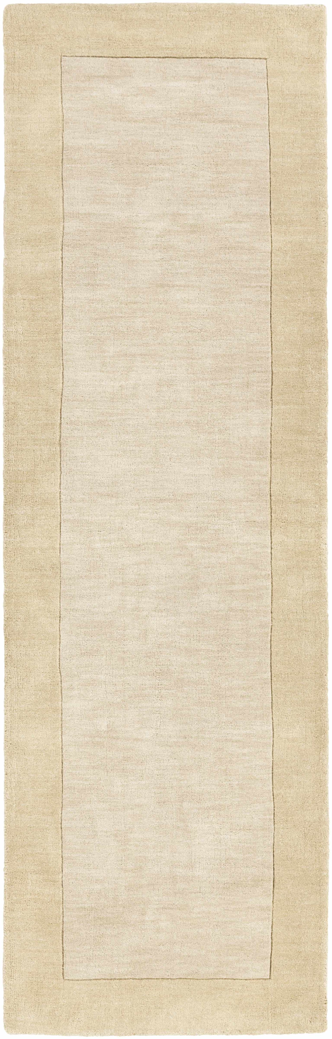 Bordered Solid Beige Wool Rug by Boutique Rugs