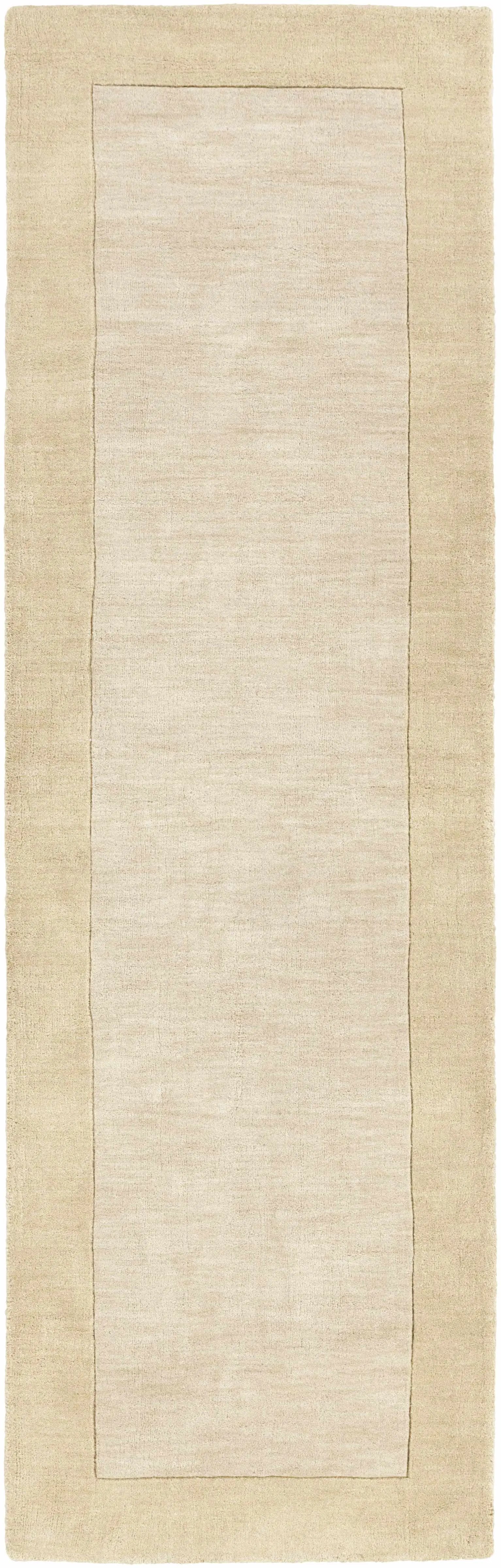 Bordered Solid Beige Wool Rug by Boutique Rugs