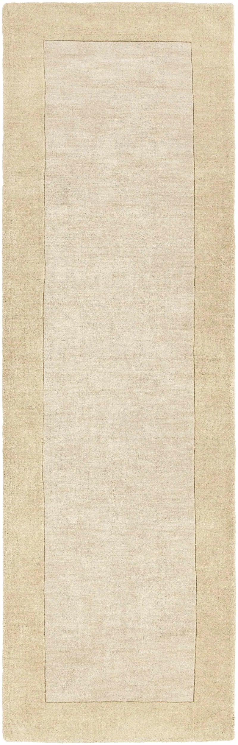 Bordered Solid Beige Wool Rug by Boutique Rugs