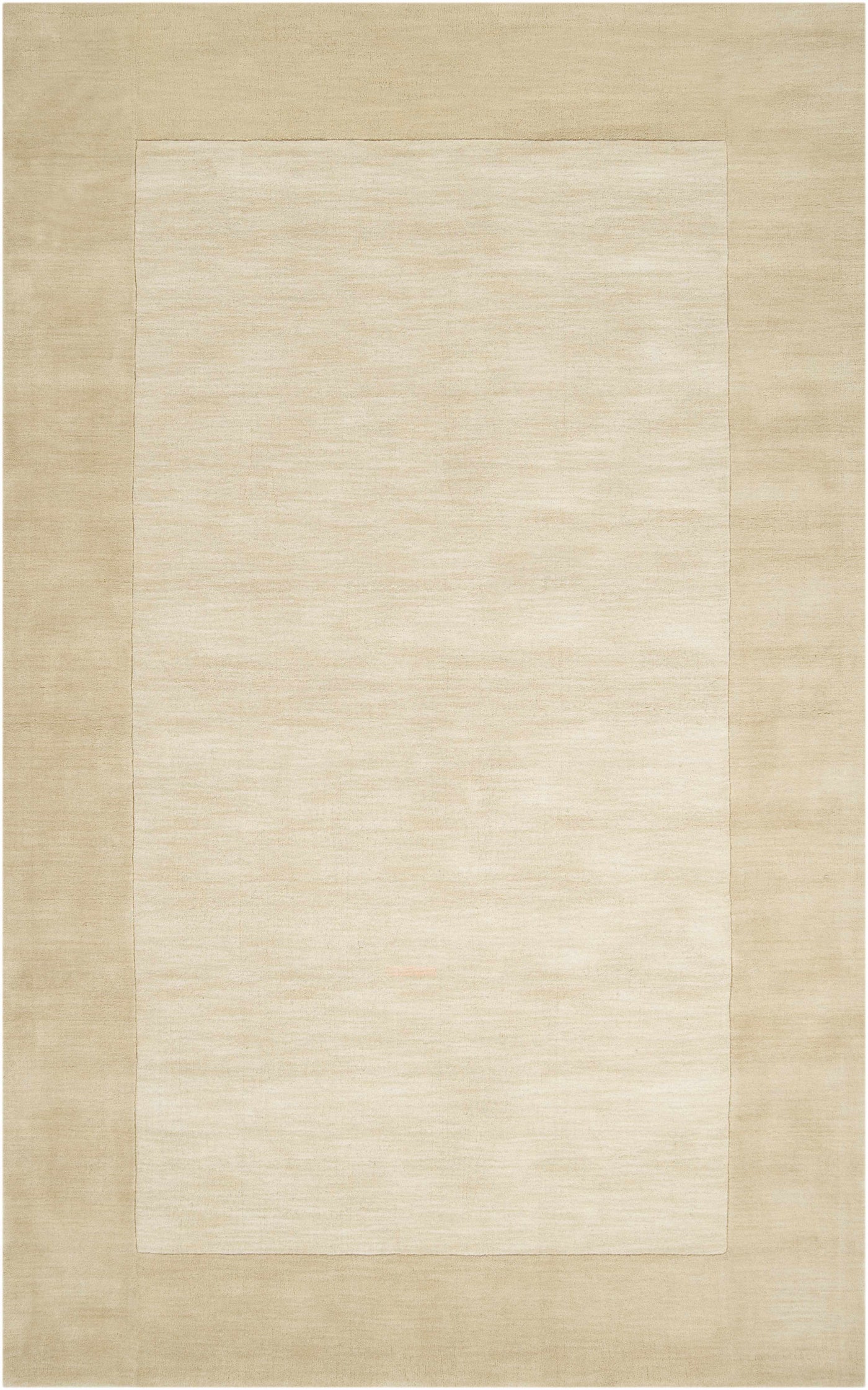 Bordered Solid Beige Wool Rug by Boutique Rugs