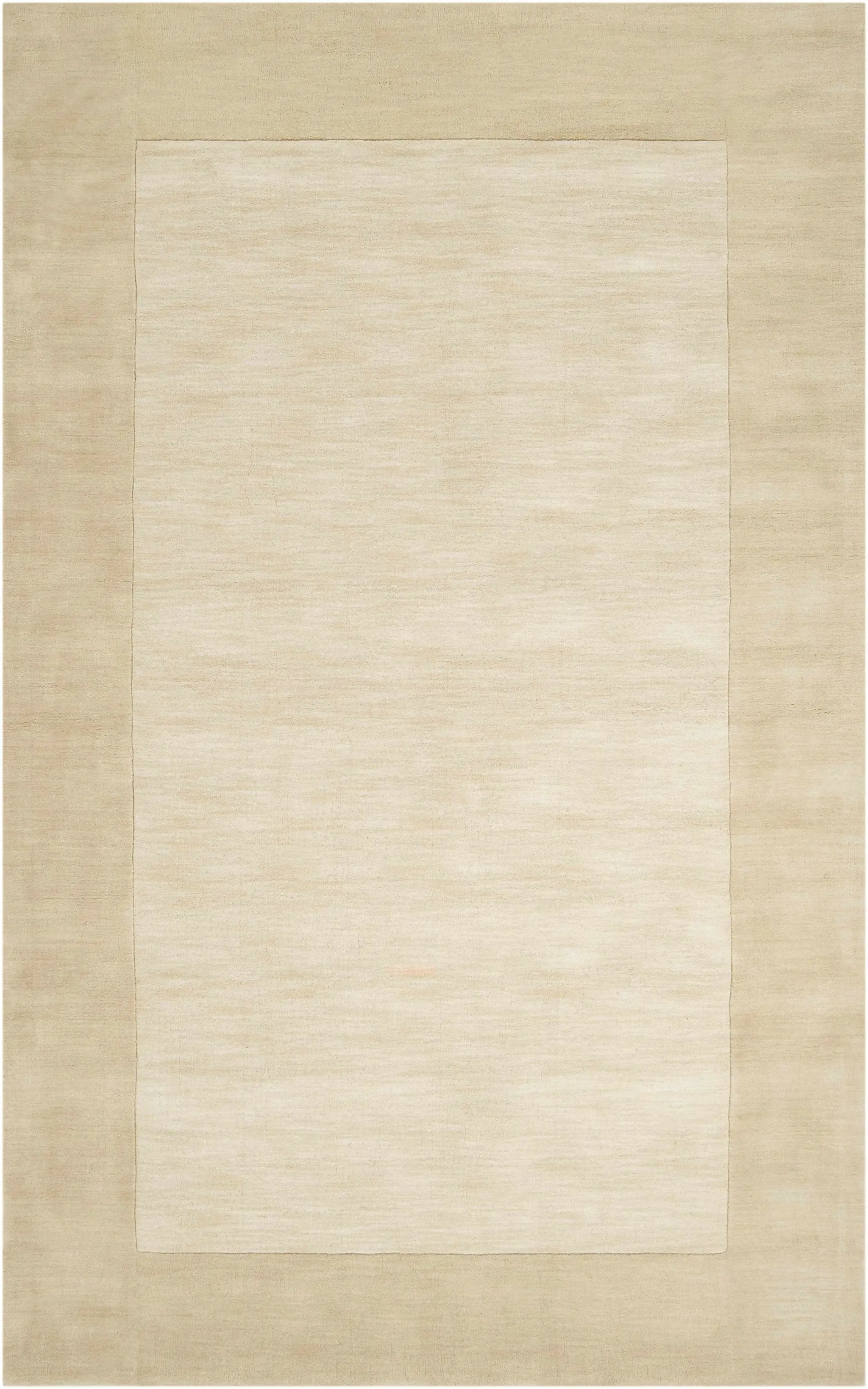 Bordered Solid Beige Wool Rug by Boutique Rugs