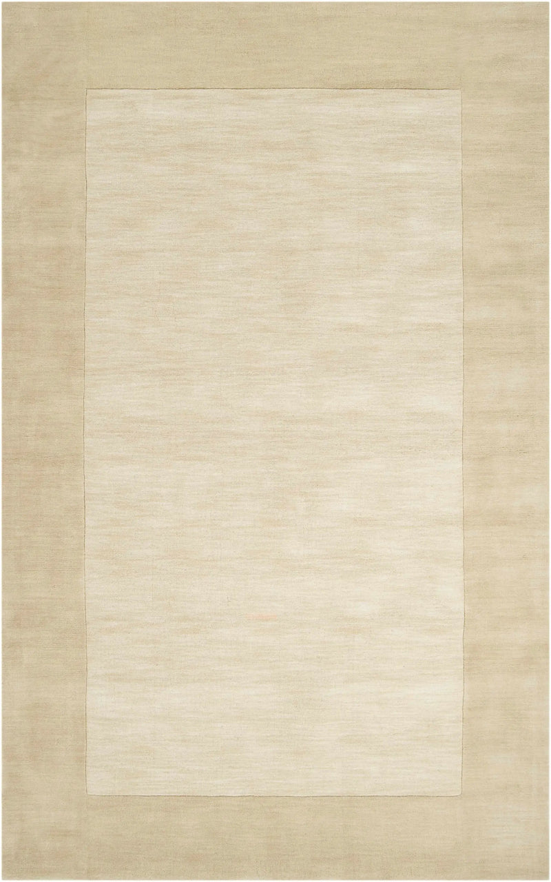 Bordered Solid Beige Wool Rug by Boutique Rugs