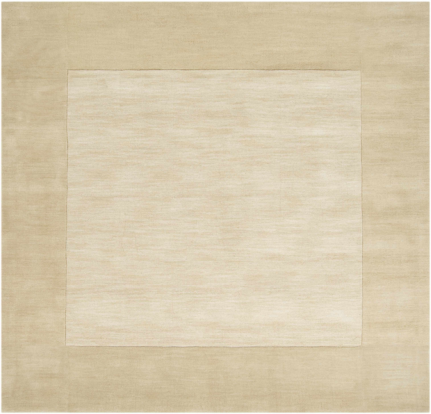 Bordered Solid Beige Wool Rug by Boutique Rugs