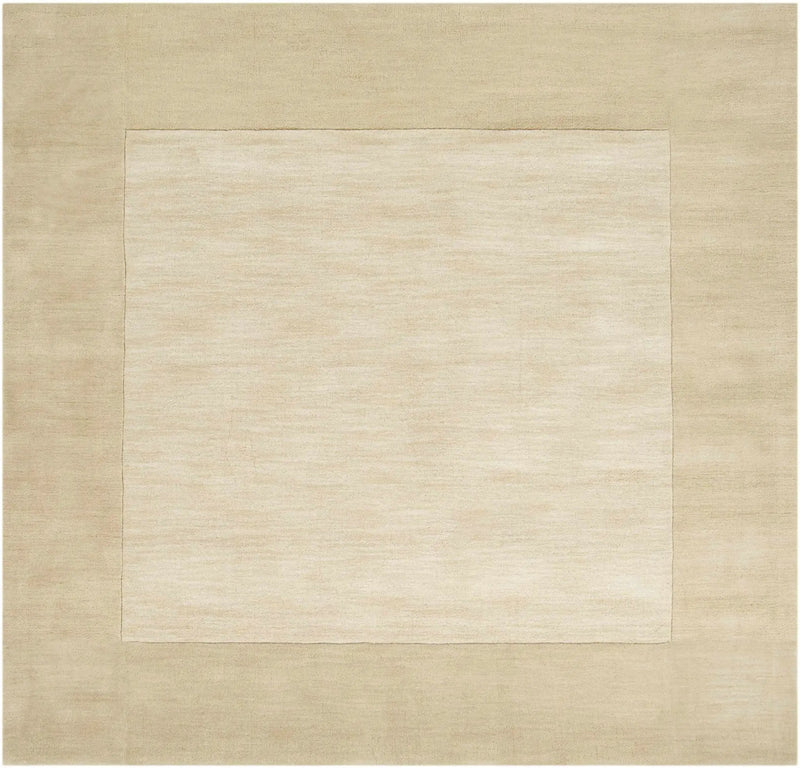 Bordered Solid Beige Wool Rug by Boutique Rugs