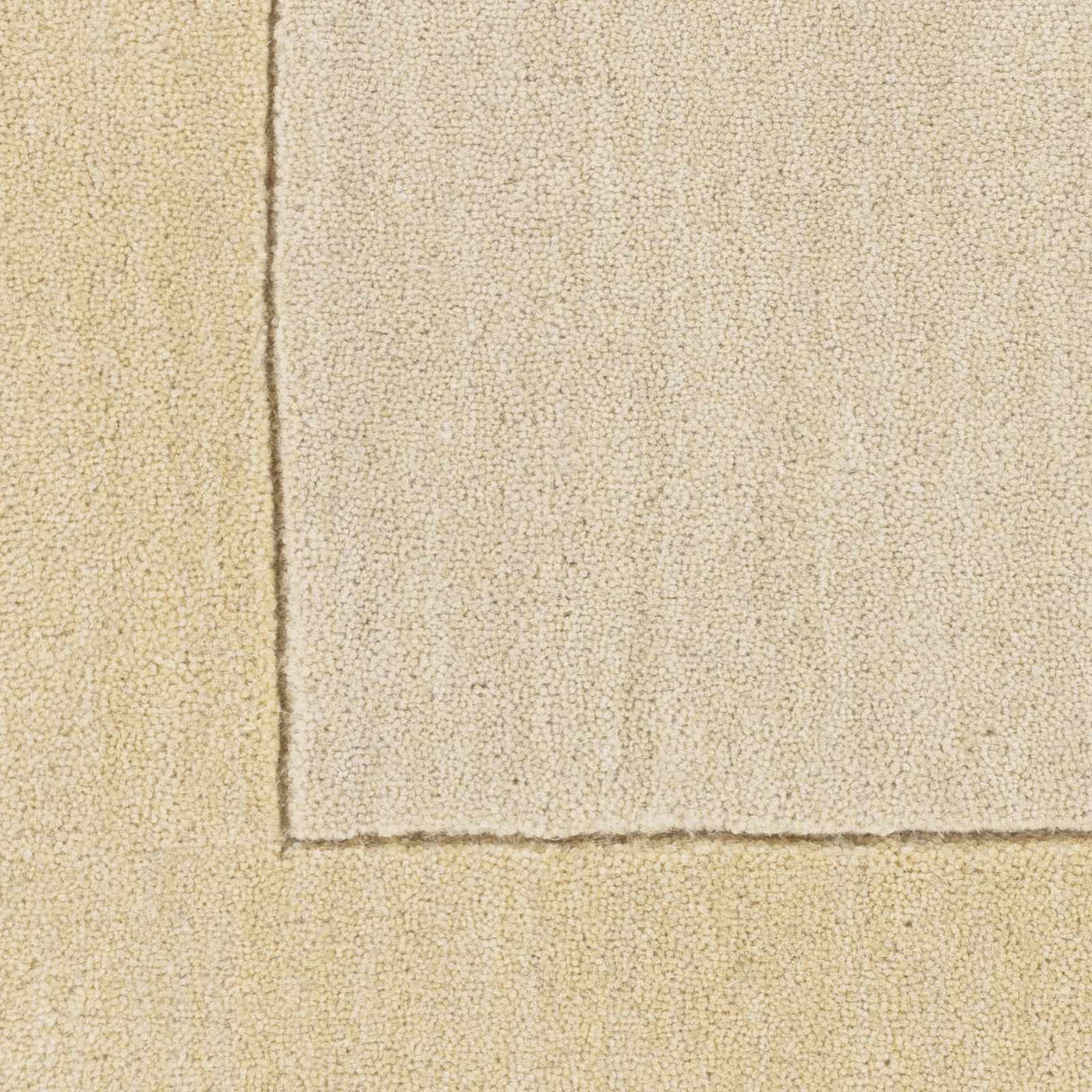 Bordered Solid Beige Wool Rug by Boutique Rugs