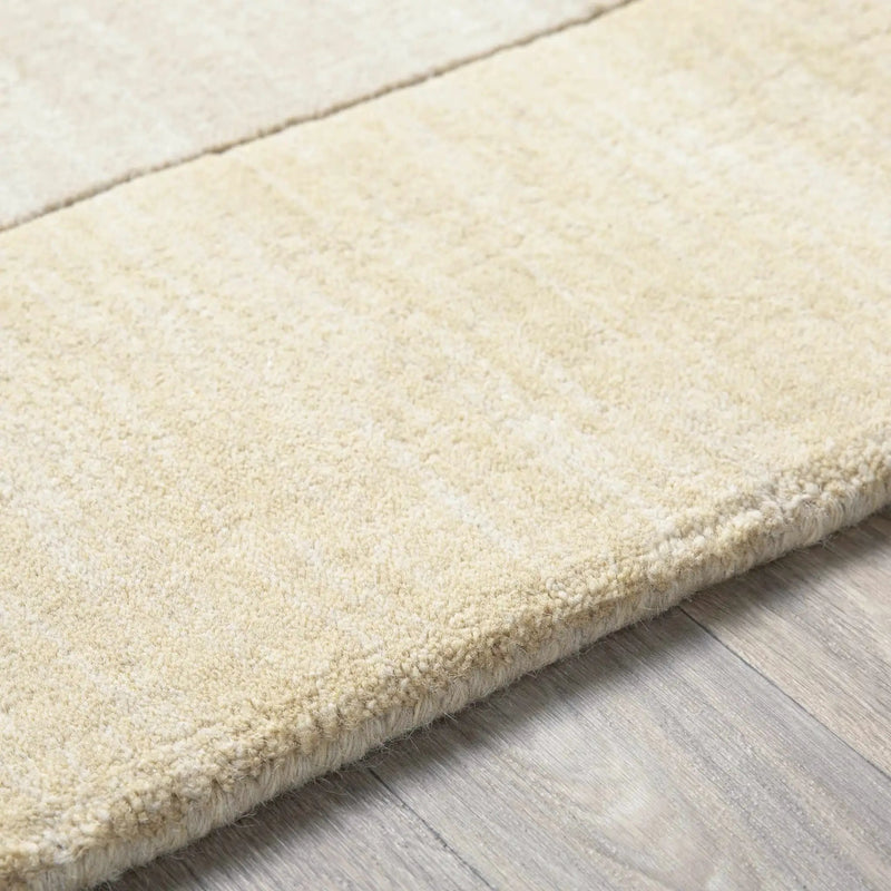Bordered Solid Beige Wool Rug by Boutique Rugs