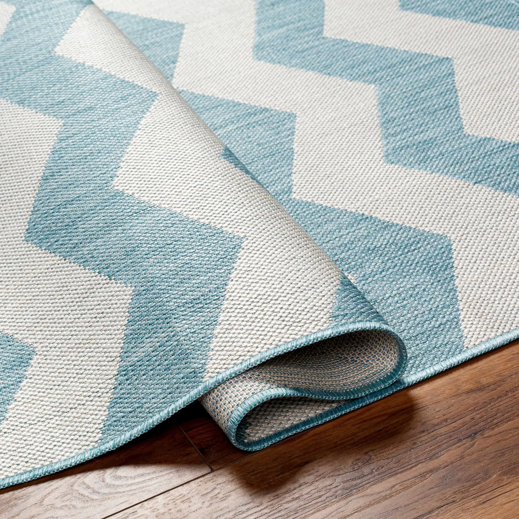 Cheri Thatch Light Blue Outdoor Carpet Area Rug - Clearance by Boutique Rugs
