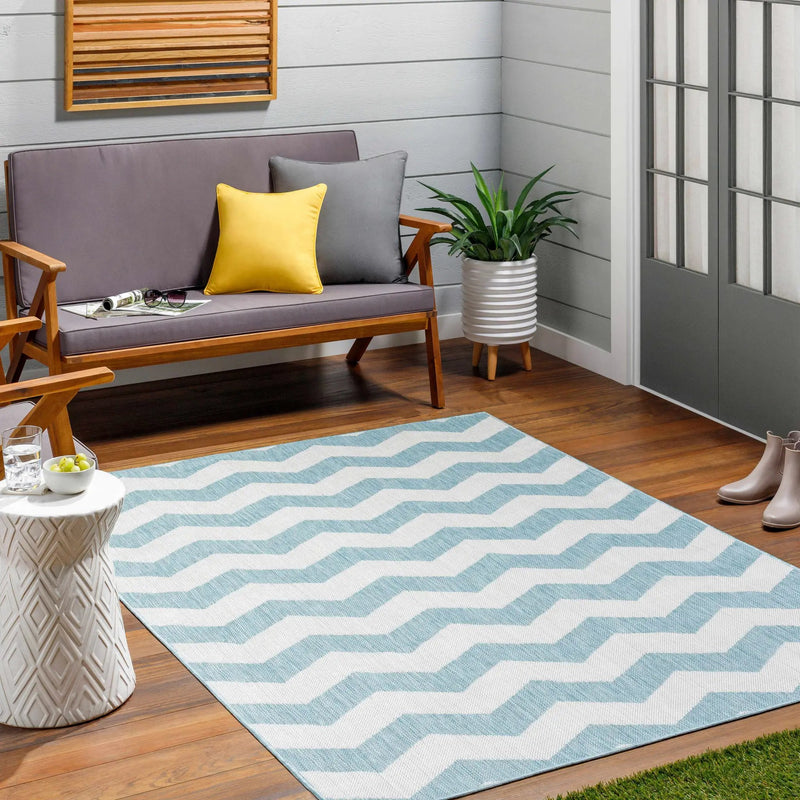 Cheri Thatch Light Blue Outdoor Carpet Area Rug - Clearance by Boutique Rugs