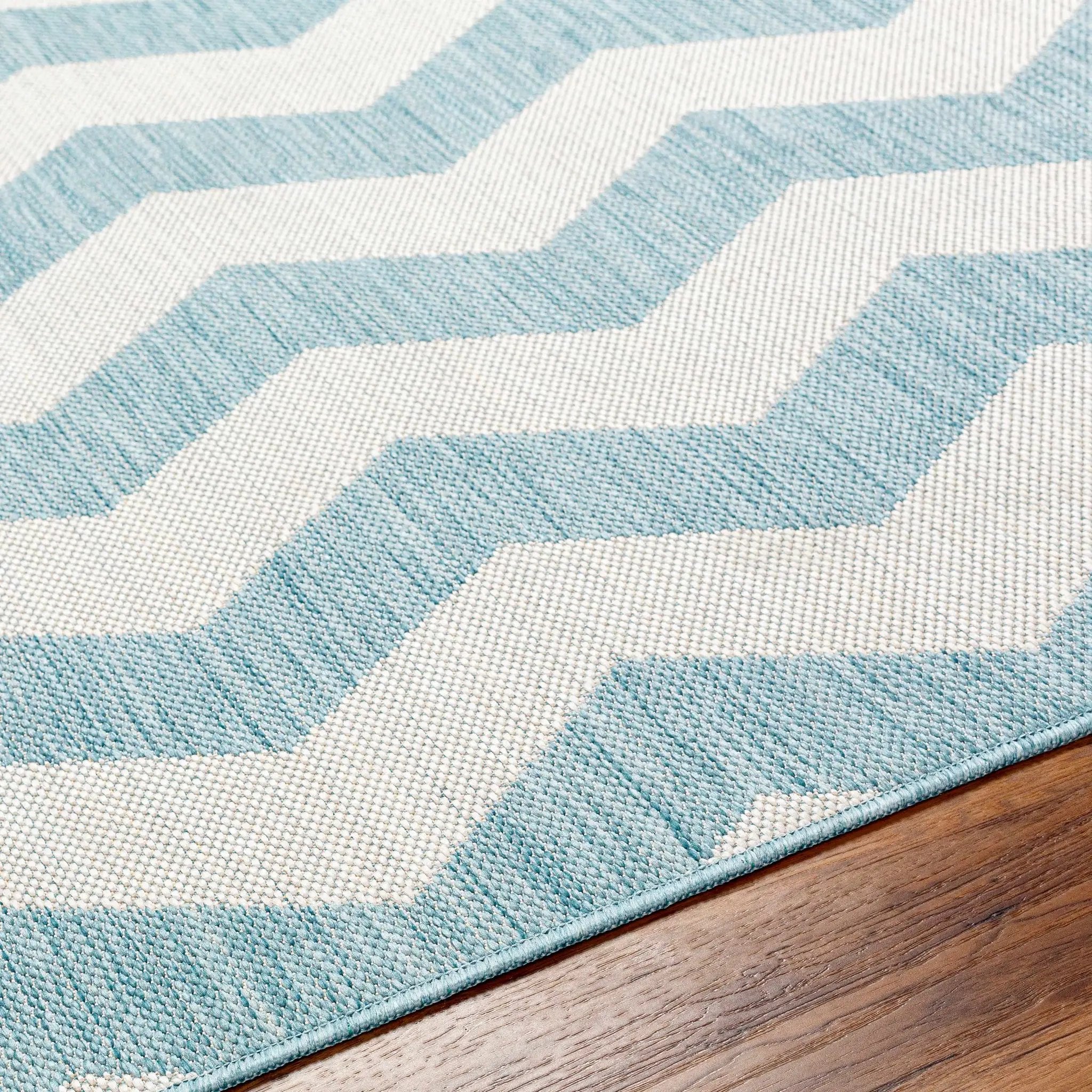 Cheri Thatch Light Blue Outdoor Carpet Area Rug - Clearance by Boutique Rugs