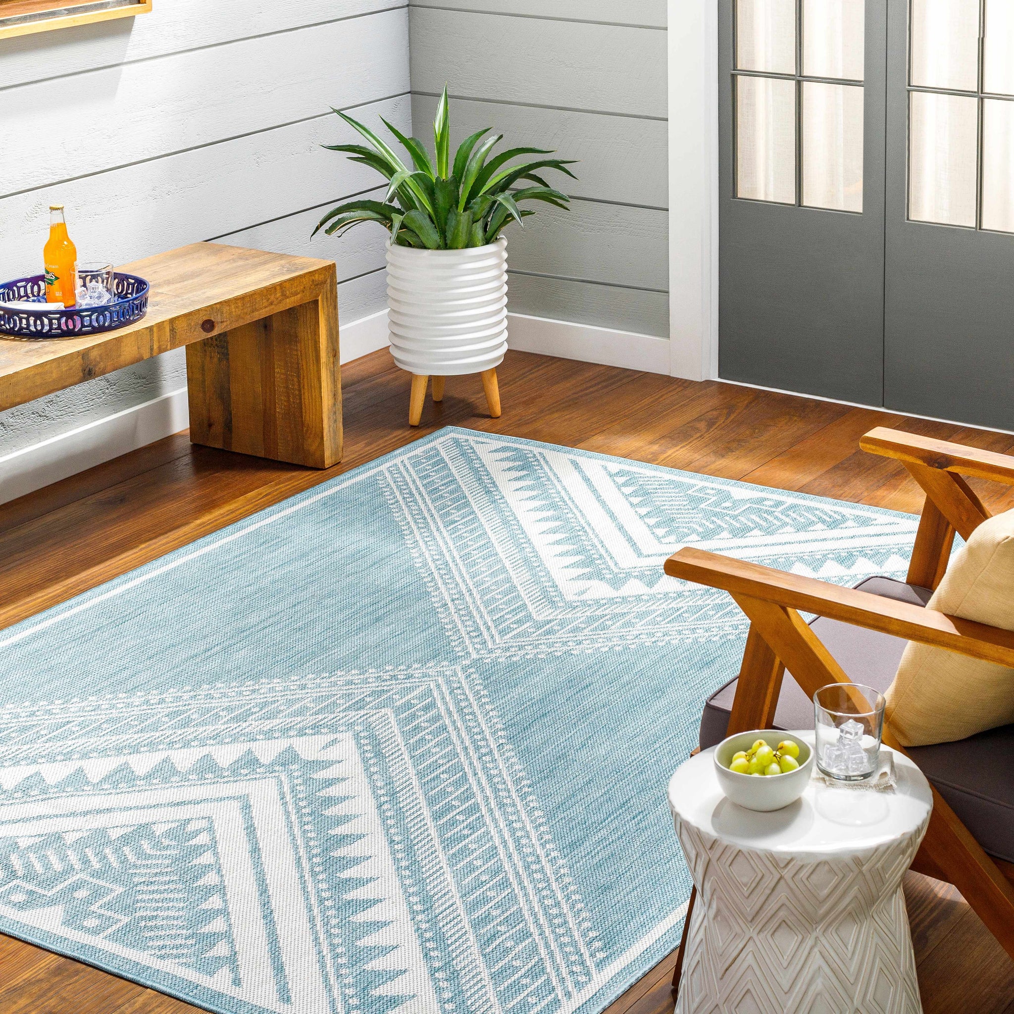 Deana Blue Outdoor Area Rug - Clearance by Boutique Rugs
